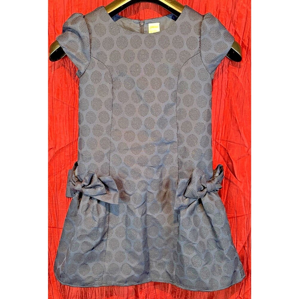Girls Gymboree Shimmering Navy Full Lining Fancy Party Dress sz 7